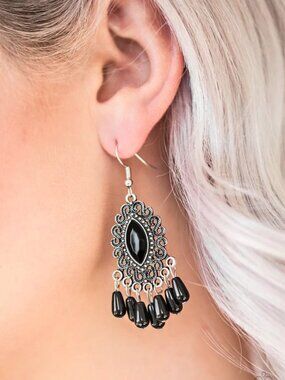 Paparazzi Jewelry Accessories - Private Villa - Black Earrings - Vintage